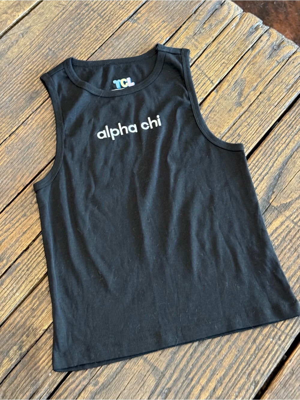 alpha chi Black Tank Top Size Small